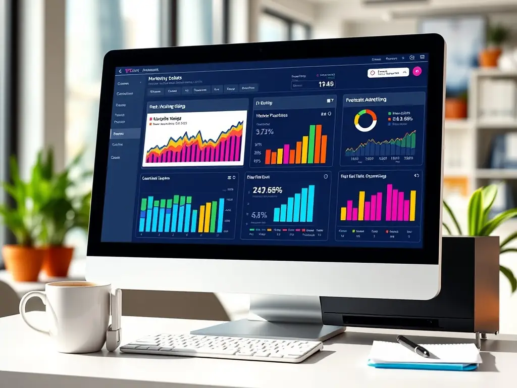 A digital marketing campaign dashboard displaying analytics for real estate advertising.
